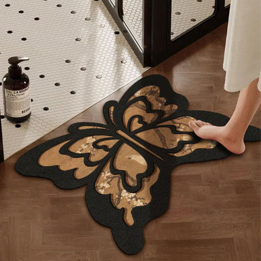 Retro butterfly fast-drying non-slip diatomaceous mat