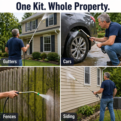 SkySweep™ — Clear Gutters, Siding & Upstairs Grime Without Stepping on a Ladder