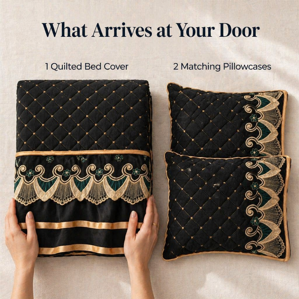 RamvoaLuxe™ — Wrap Your Bed in Embroidered Lace and Gilded-Ribbon Hotel-Suite Elegance