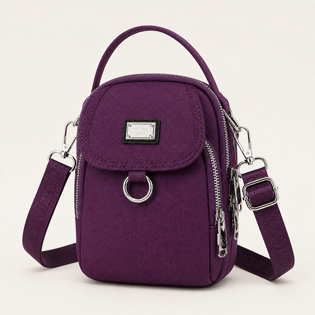 VeloTrek™ – Weatherproof Oxford Compact Crossbody Bag with Triple-Zip Design