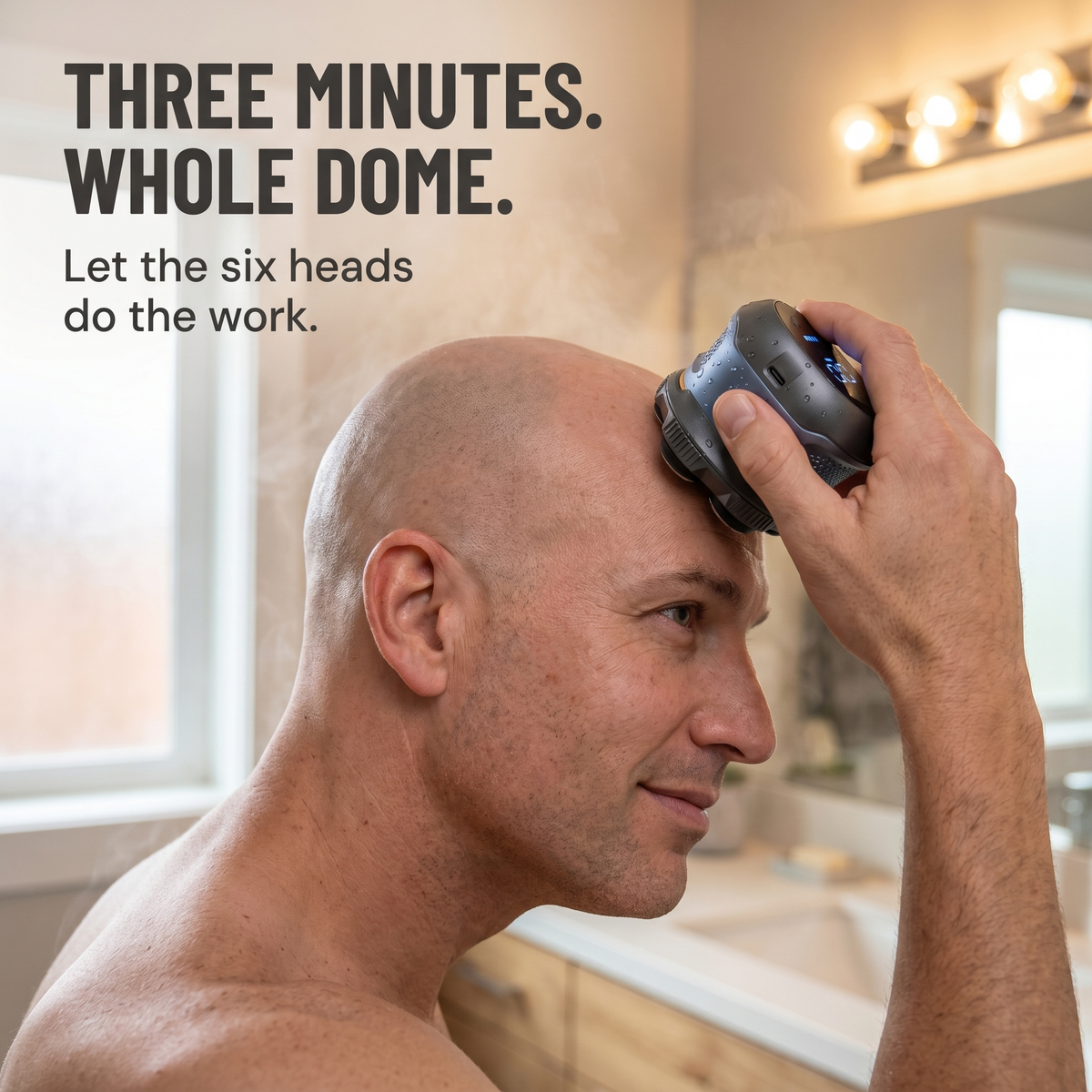 ApexGlide™ — Achieve a Whole Head Smooth Shave in Less Than 3 Minutes