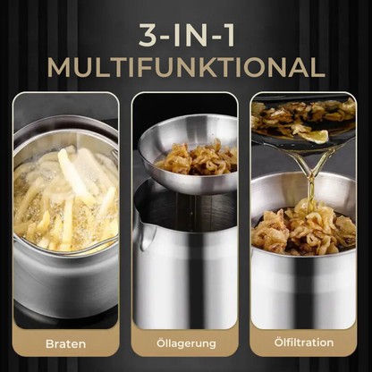 FilterFry™ | 3-Piece Multifunction Frying Pan Set
