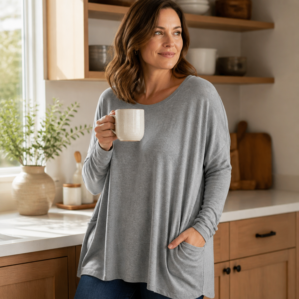 ElevéaComfort™ – Casual Loose Tunic Featuring Side Pockets