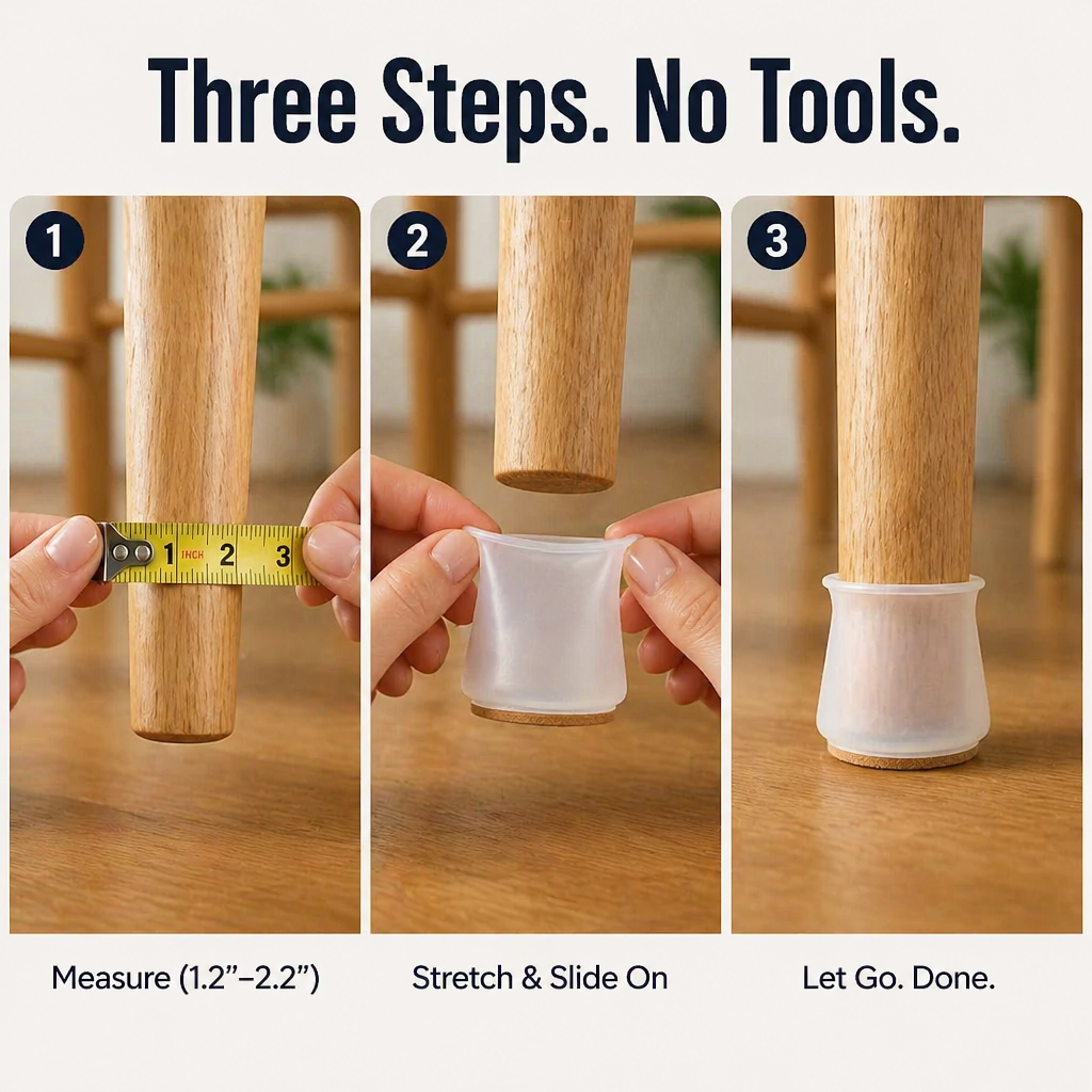 GlideGuard™ — Embrace Each Chair Leg, Mute Every Creak, Protect Every Floor