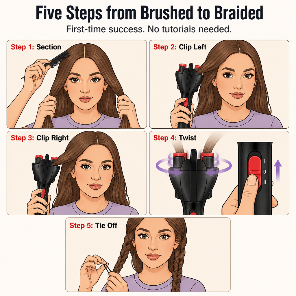 TwistEase™ — Effortless Braids That Turn Chaos Into Calm Every Morning