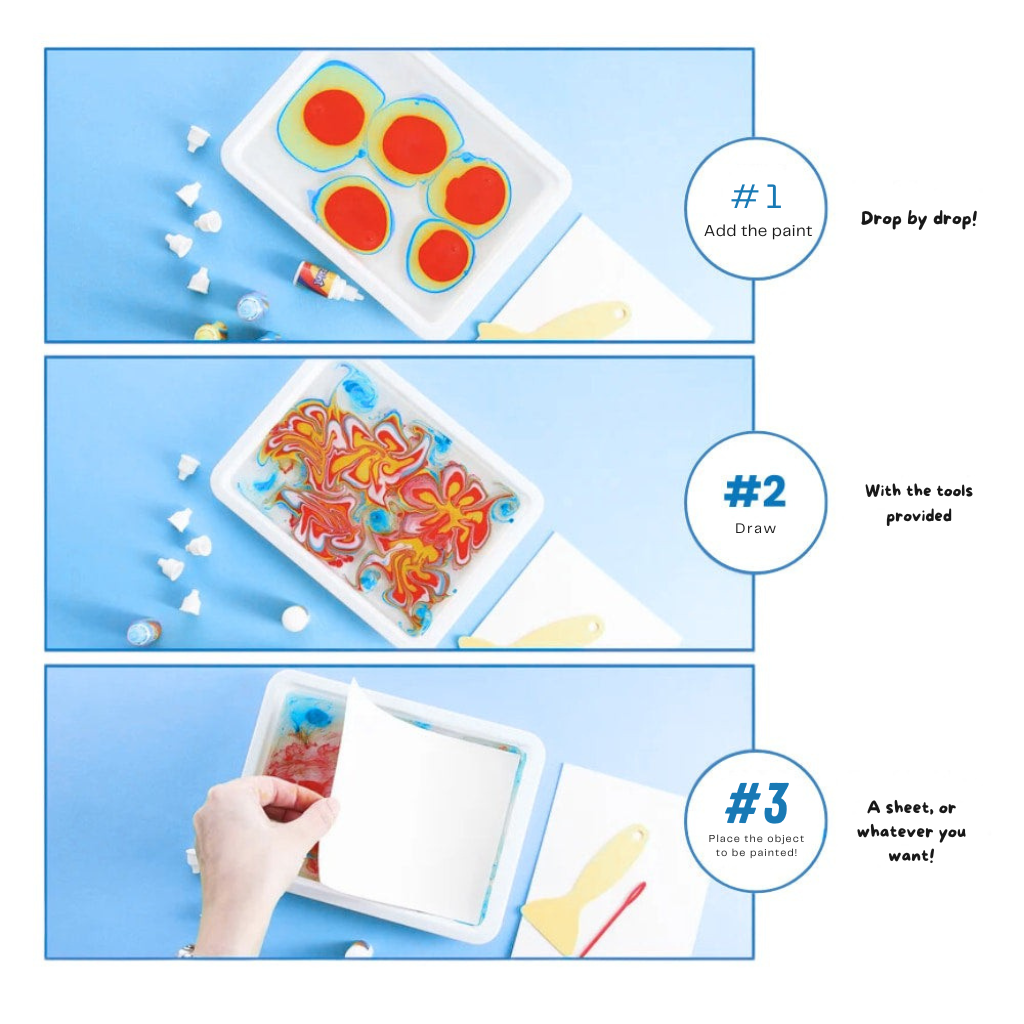 50% OFF | ColoraFlow™ | Artistic water marbling kit for kids and adults | Safe, stain-free, and simple to use