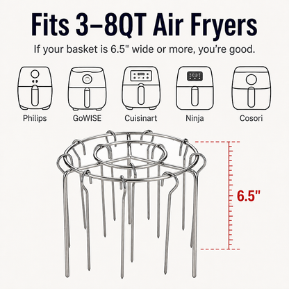 EmberSkew™ — Grill Juicy Wings and Skewers in Your Air Fryer No Flipping Needed