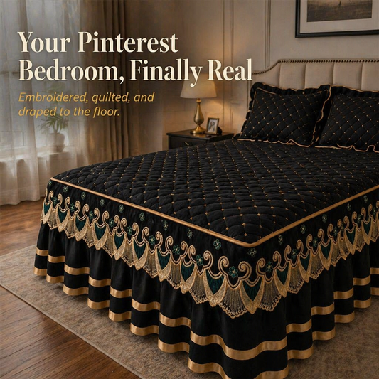 RamvoaLuxe™ — Wrap Your Bed in Embroidered Lace and Gilded-Ribbon Hotel-Suite Elegance