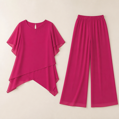 Flexiva™ – Comfortable Two-Piece Set Featuring Soft-Fall Wide-Leg Pants