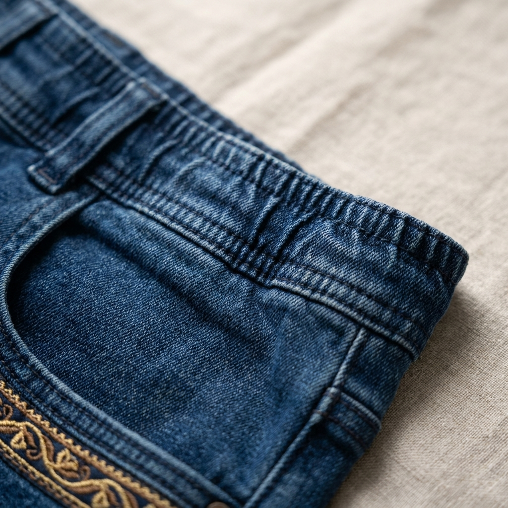 LuxeStride™ – Stretchy Pull-On Jeans with Embroidered Pocket Detail