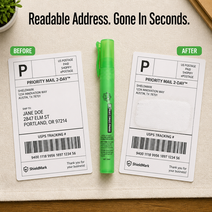 ShieldMark™ — Erase Names, Addresses & Barcodes from Any Shipping Label