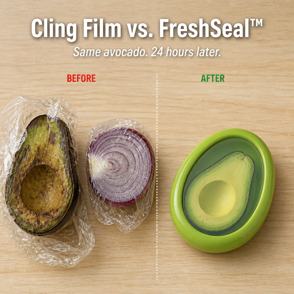 FreshSeal™ — Keep Cut Avocados, Onions and Tomatoes from Browning by Lunch