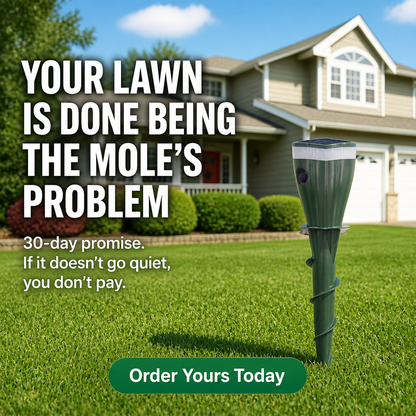 PestGuard™ — Repel Moles, Voles & Groundhogs Using 100ft Quiet Solar Pulses