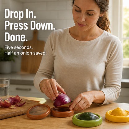 FreshSeal™ — Keep Cut Avocados, Onions and Tomatoes from Browning by Lunch