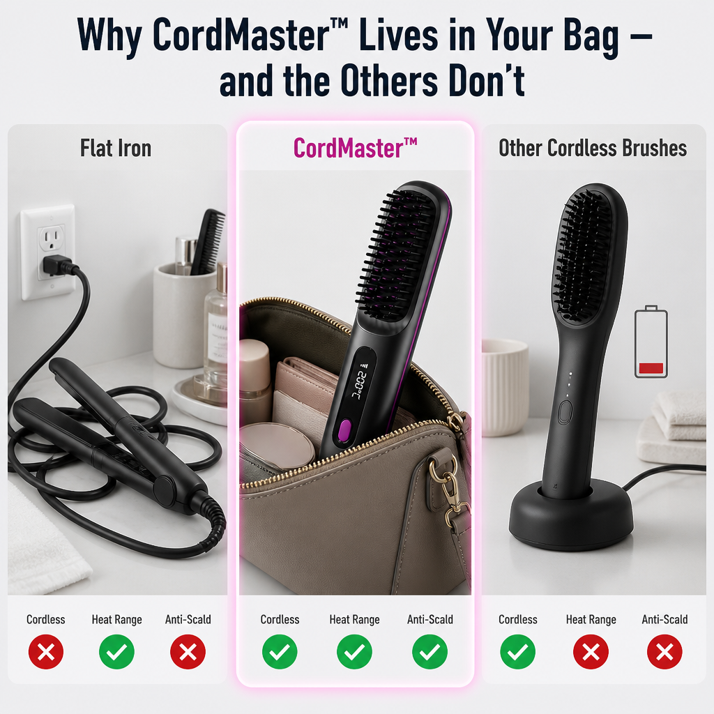 CordMaster™ — Tame Mid-Day Frizz Instantly, No Cord or Outlet Needed