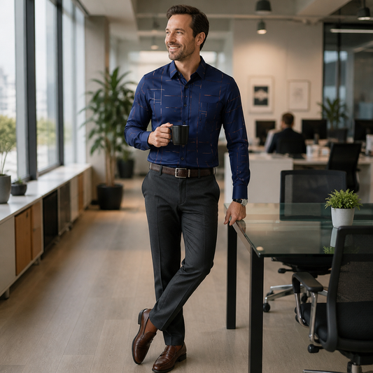 Ultra-LightPower™ – Breathable Stretch, Wrinkle-Resistant Line-Print Dress Shirt