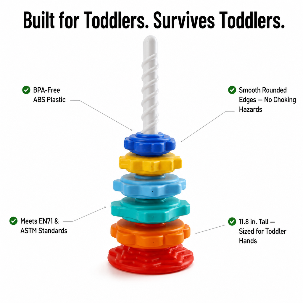 TwirliPlay™ — Twirl Rainbow Discs Around a Spiral Pole Toddlers Love to Spin