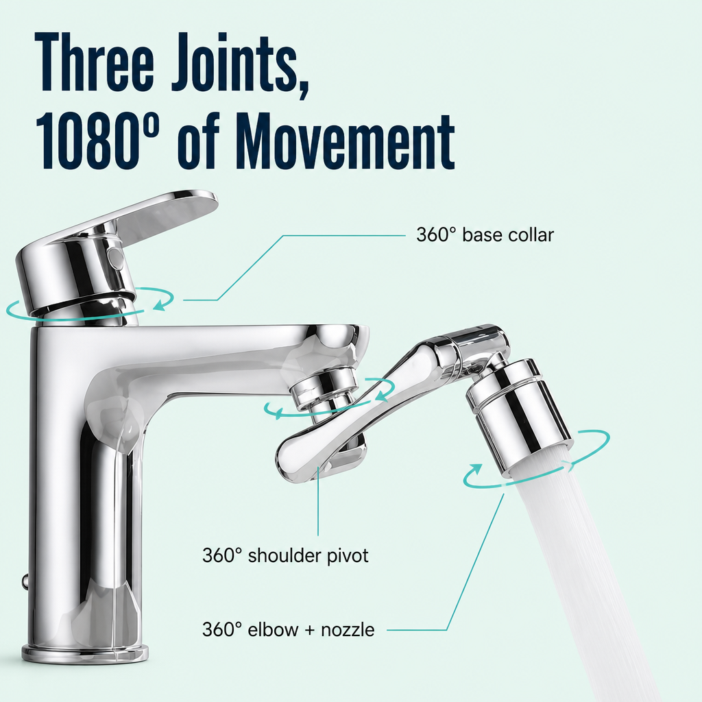 HydraFlex™ — Say Goodbye to Splashes, Access Every Sink Corner Instantly | 60-Day Guarantee