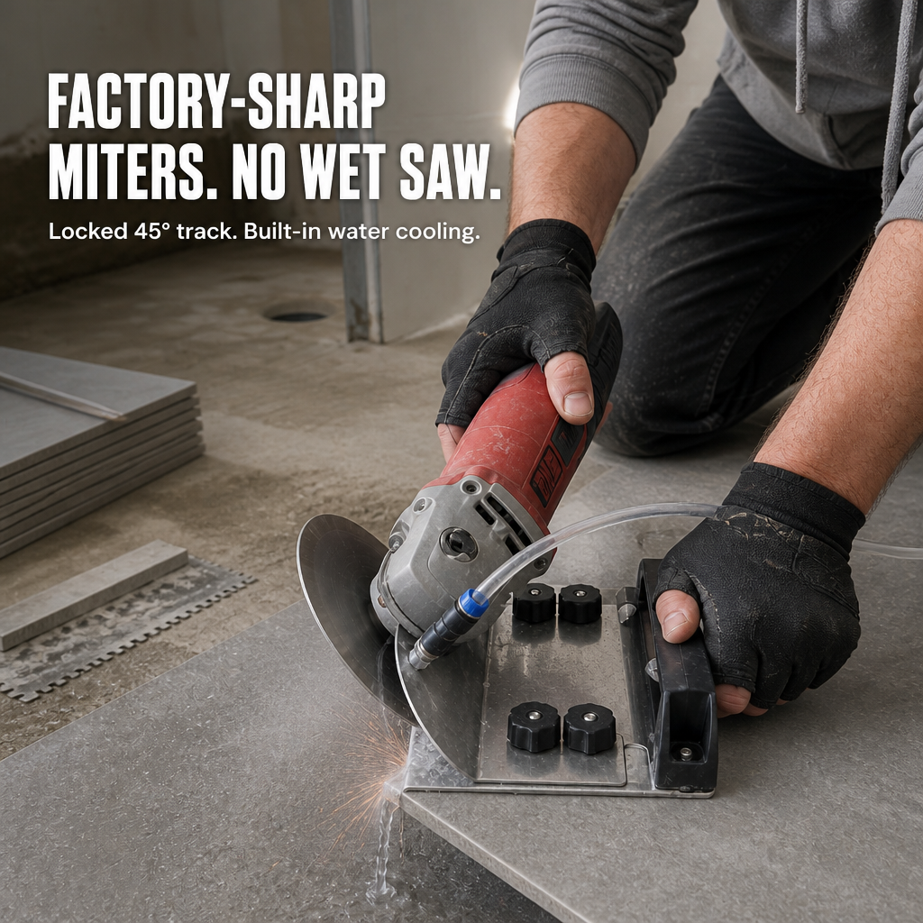 PrecisionPro™ — Cut Factory-Sharp 45° Tile Miters Without Using a Wet Saw