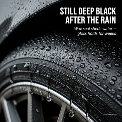 MidnightSheen™ — Revive Rich Black Tire Gloss That Defies Sling, Rain & UV Fading