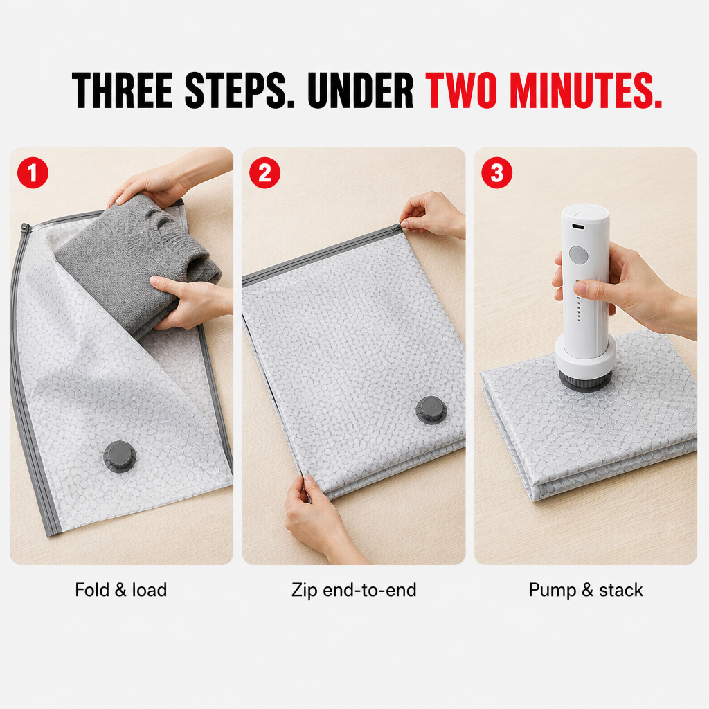 SpaceSculptor™ — Slash Closet Clutter by 80% Without Bulky Bags That Puff Up