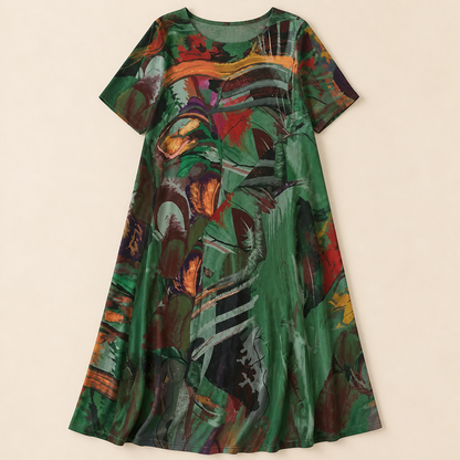 ZephyraWave™ – Breezy Bohemian Abstract Pattern Summer Dress