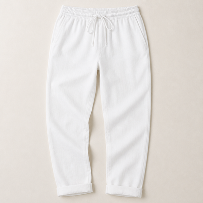BellaSilk™ – Comfortable Cotton-Linen Tapered Pants with Adjustable Drawstring Waist