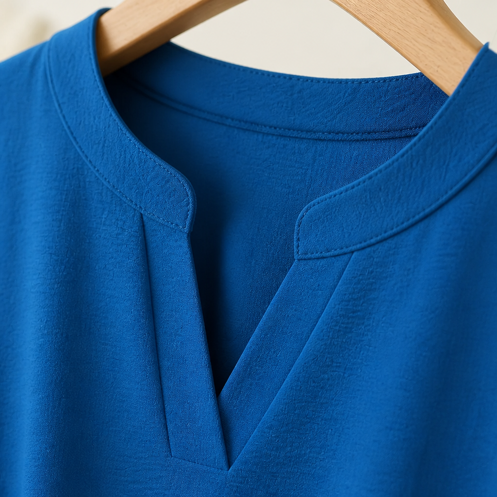Silkora™ – Easy V-Neck Blouse with Rounded Hem
