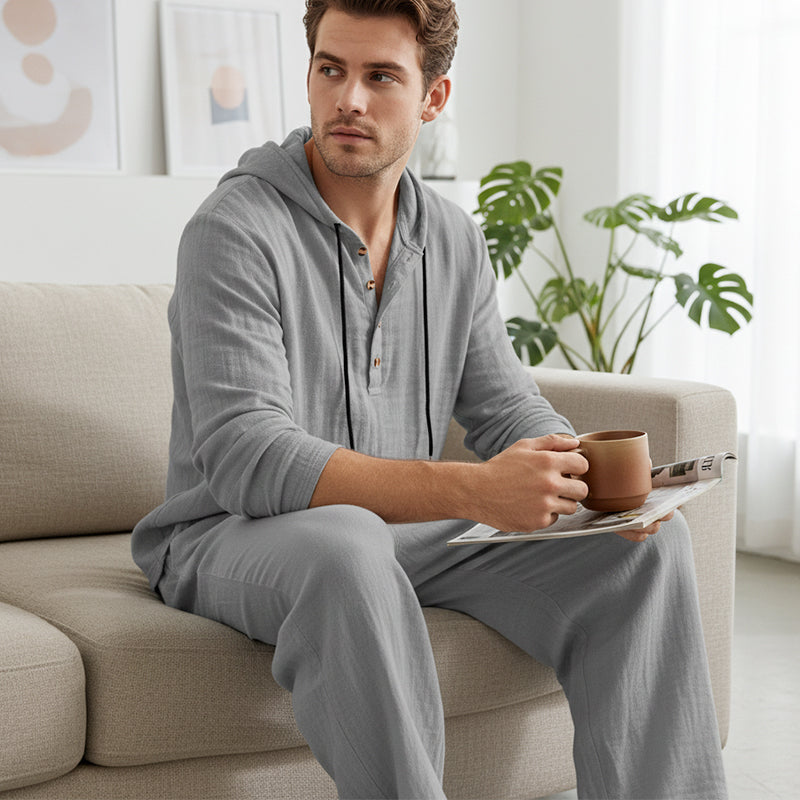 Drakescape™ – Casual Hooded Linen-Blend Two-Piece Set