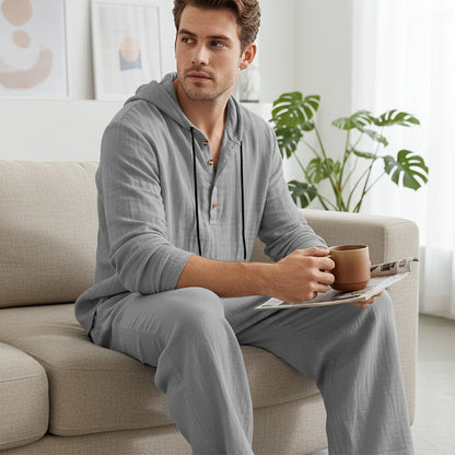Drakescape™ – Casual Hooded Linen-Blend Two-Piece Set