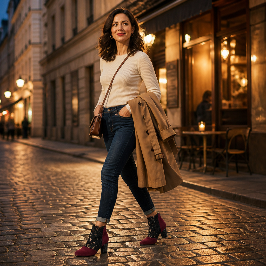 SerenLace™ Floral Lace Block Heel Ankle Boots — Feel Stunningly Stylish and Comfortable All Day Long