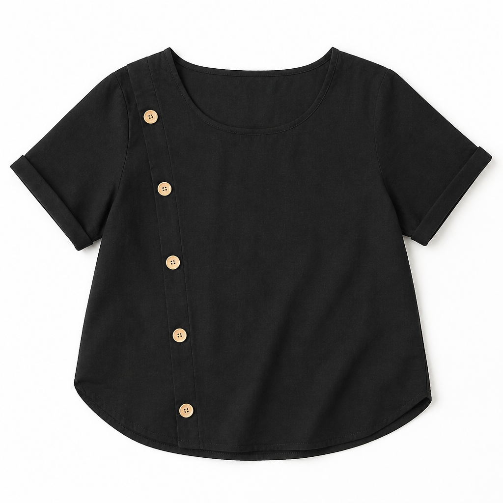 LumeaLuxe™ – Casual Cotton Top with Side-Button Accent
