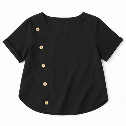 LumeaLuxe™ – Casual Cotton Top with Side-Button Accent