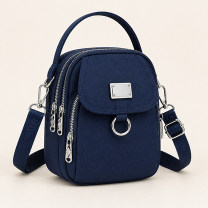 VeloTrek™ – Weatherproof Oxford Compact Crossbody Bag with Triple-Zip Design