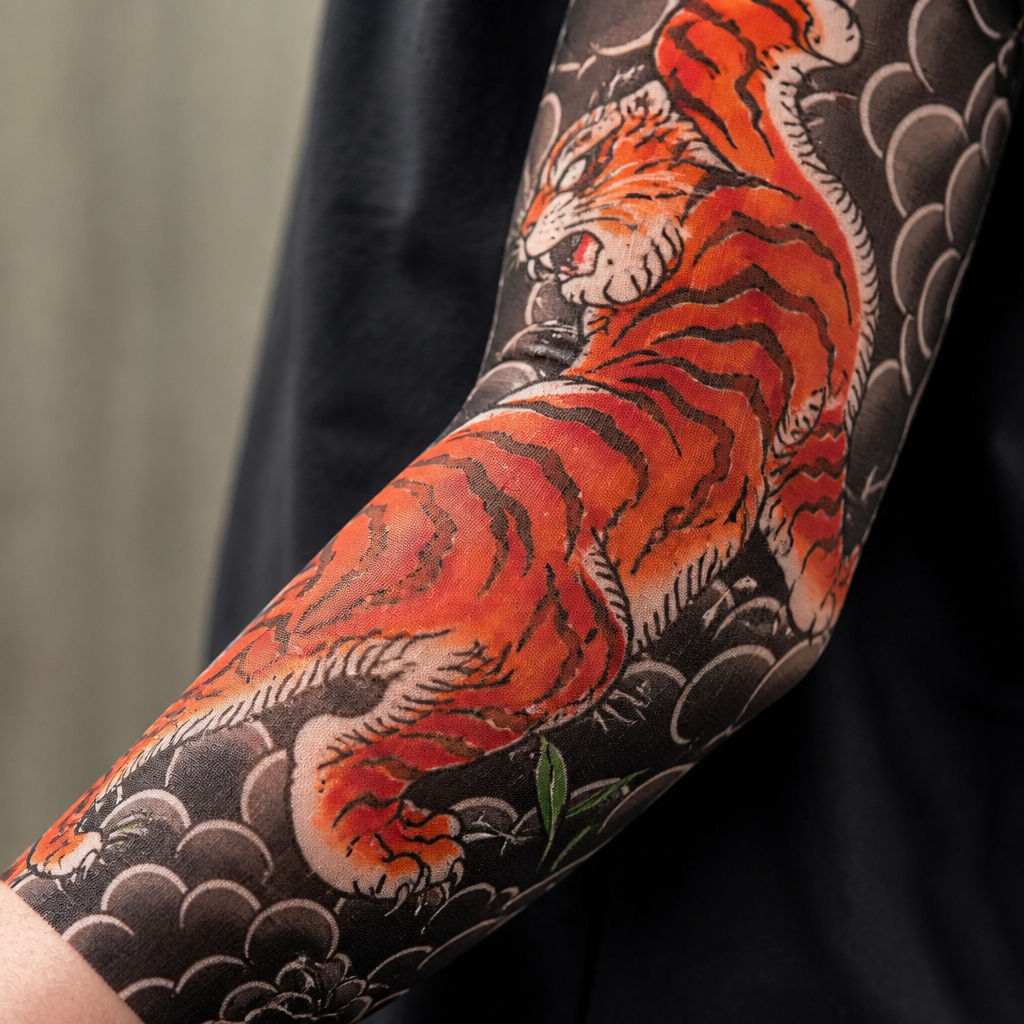 ArborSkin™ – UPF 50+ Sun Shield Arm Sleeve with Japanese Tattoo Design
