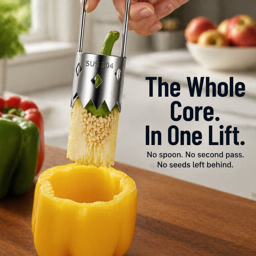 CoreEase™ — Hollow Peppers, Apples & Pears with a Single Clean Twist