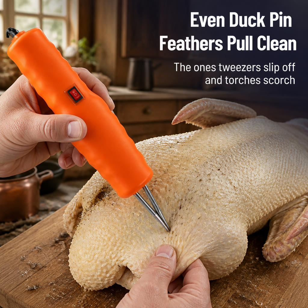 SwiftPluck™ — Remove Stubborn Pin Feathers Easily Without Tweezers or Torch