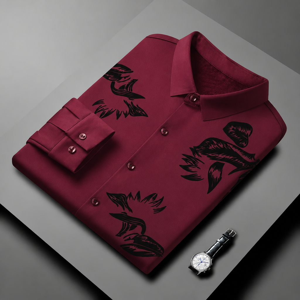 VulcanTherm™ – Slim-Cut Fleece-Lined Shirt Featuring Brushstroke Design