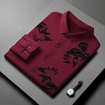 VulcanTherm™ – Slim-Cut Fleece-Lined Shirt Featuring Brushstroke Design