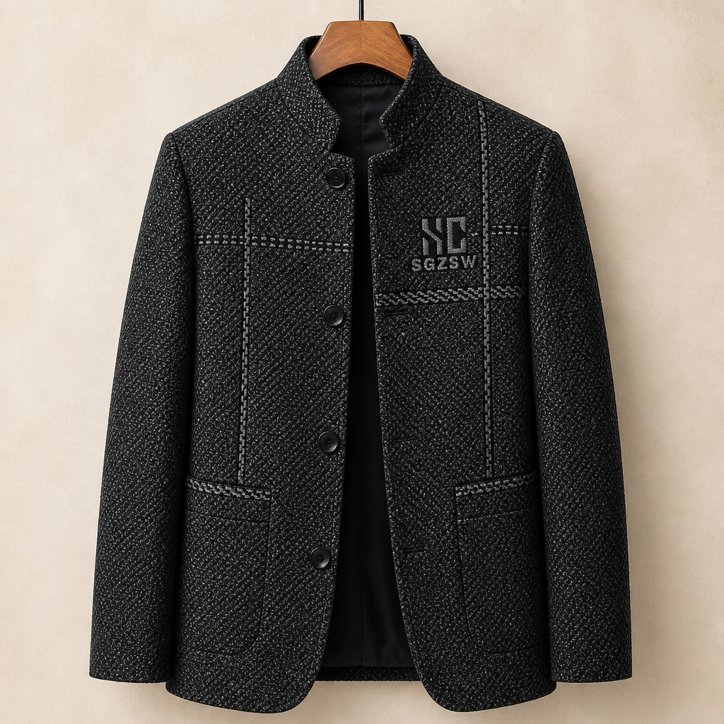 ArcticForge™ – Winter Coat with Textured Stand Collar and Fleece Lining