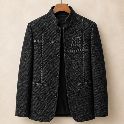 ArcticForge™ – Winter Coat with Textured Stand Collar and Fleece Lining