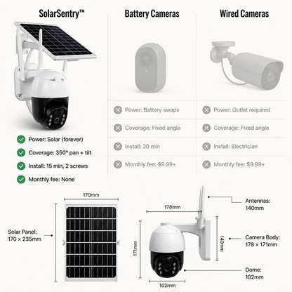 SolarSentry™ Wireless Outdoor Camera — Monitor Every Blind Spot Around the Clock, Wire-Free, Subscription-Free