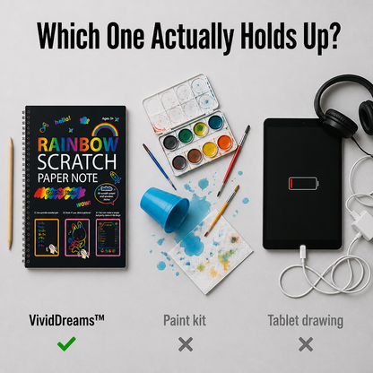 VividDreams™ Scratch Art Notebook — Swap Screen Time For Calm, Clean Rainbow Fun