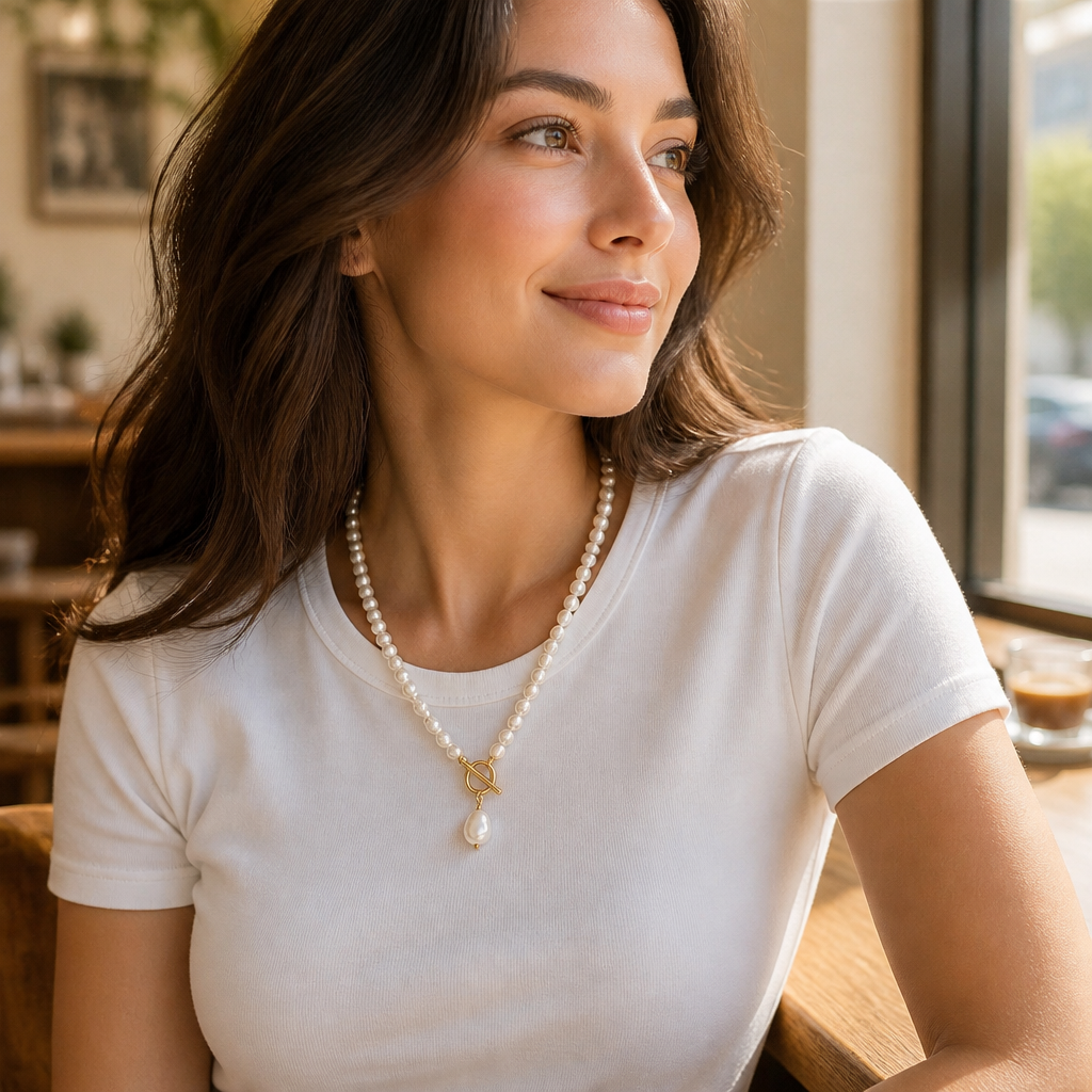 VeraLuxe™ – Triple-Strand Pearl Necklace Set with Gold Toggle Clasps