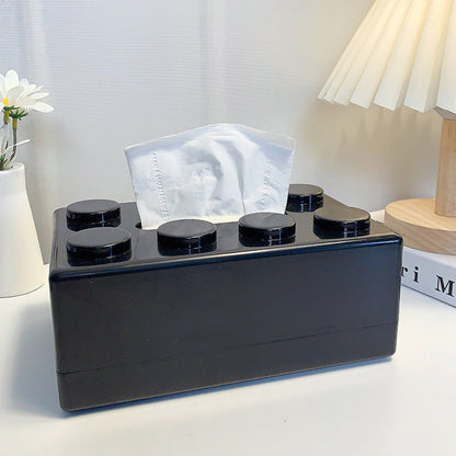 Innovative Wall-Mounted Tissue Box Holder Featuring Building Blocks