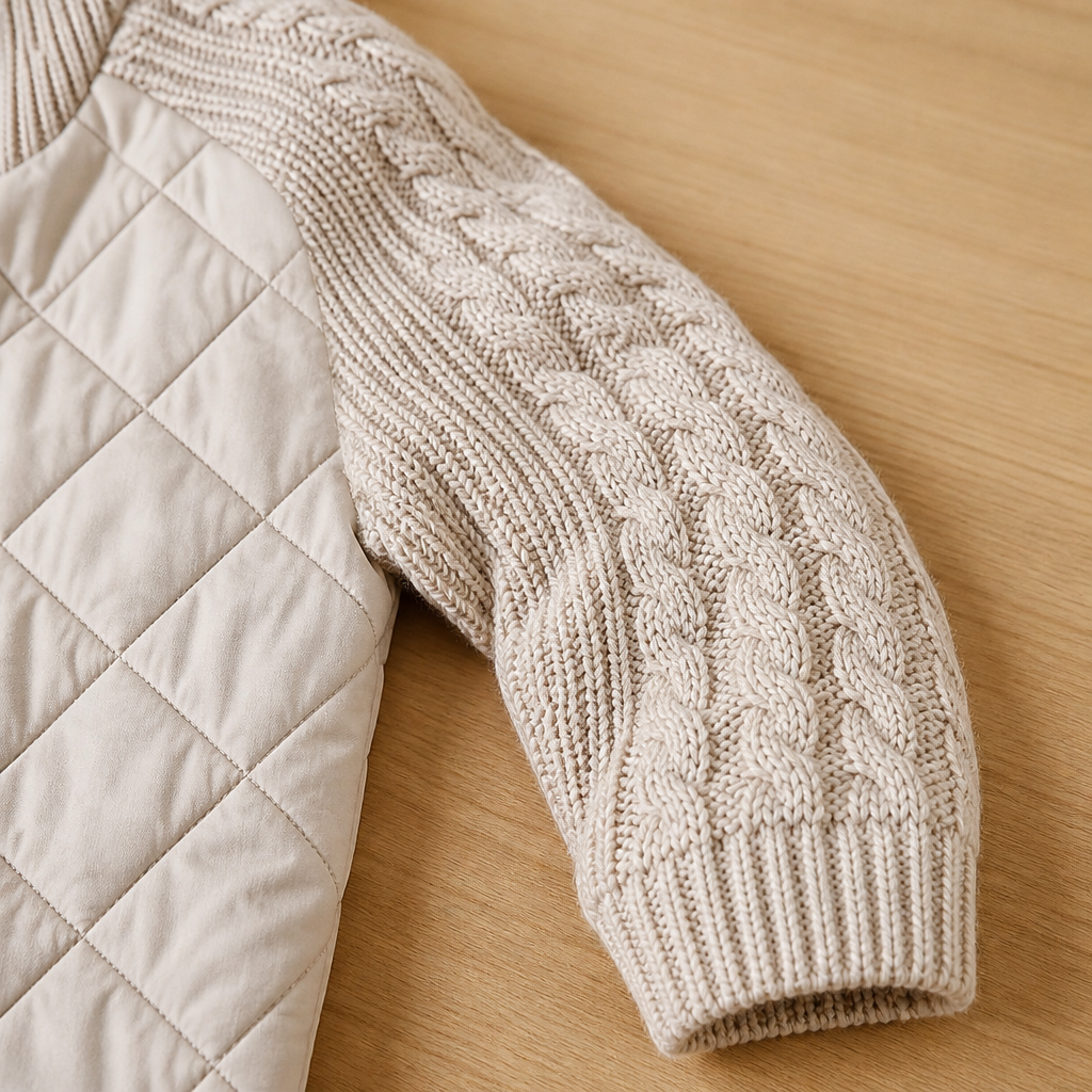 Norvelle™ – Warm Quilted Winter Coat with Cable-Knit Sleeves