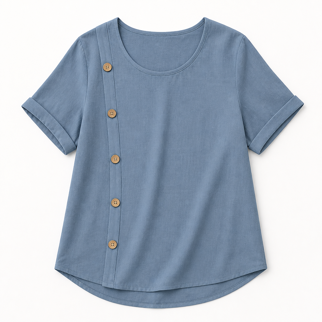 LumeaLuxe™ – Casual Cotton Top with Side-Button Accent