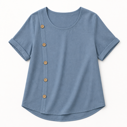 LumeaLuxe™ – Casual Cotton Top with Side-Button Accent