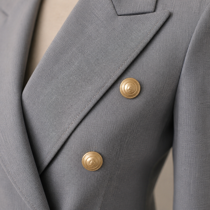 VeroLuxe™ – Custom Double-Breasted Blazer Ensemble with Gold Buttons