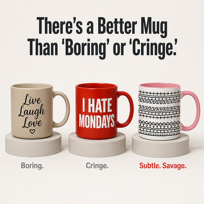 VibeSip™ — Mask Your Noisiest Workday Thoughts with a Charming Pattern